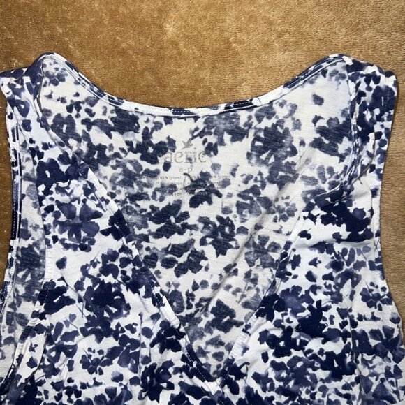 Aerie Small Floral V-Neck Tank‎ Top Blue White C03 - Picture 2 of 6